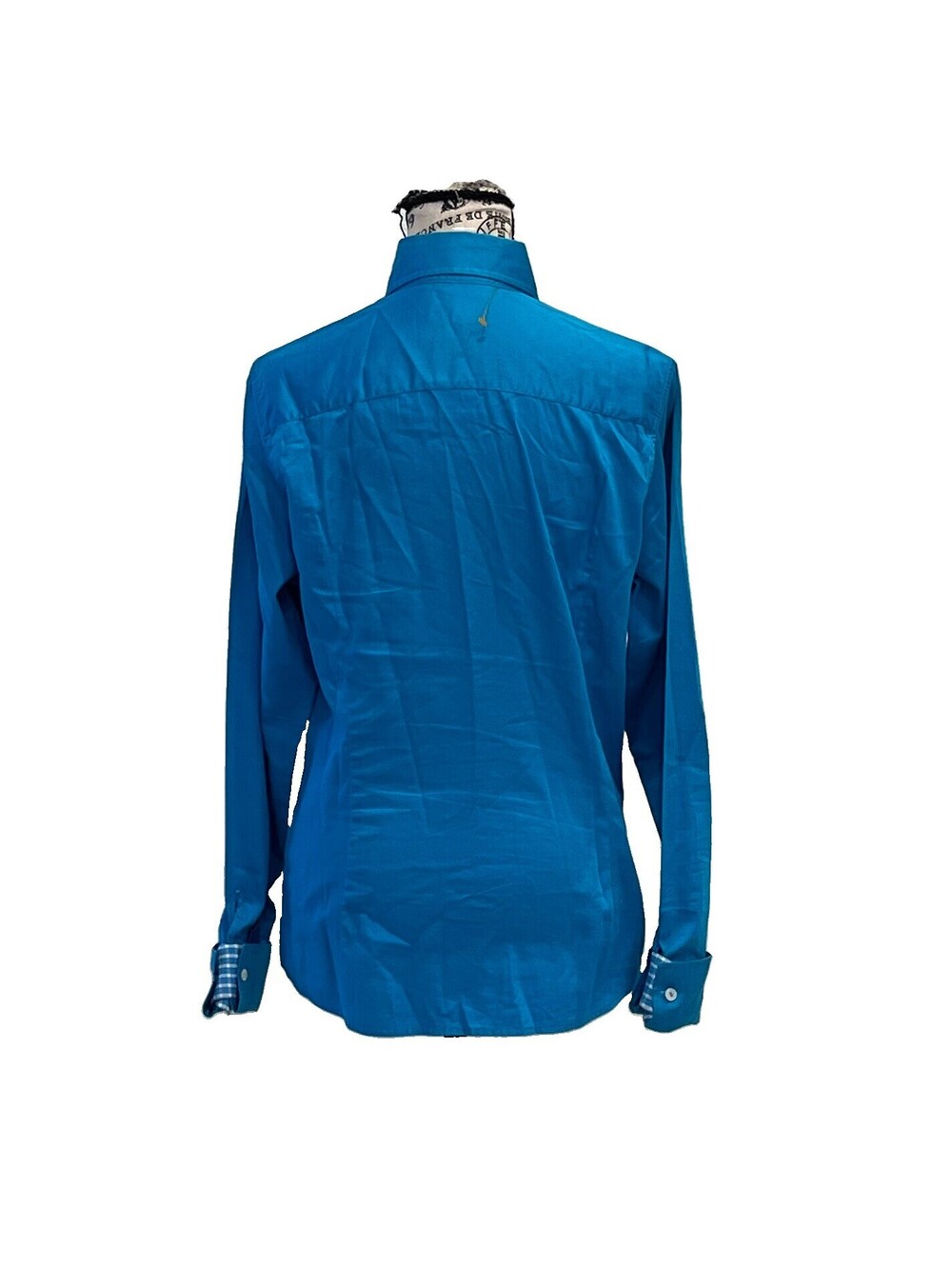 Dudalina Women’s 42 m Turquoise Blue Egyptian Cotton Button Down Shirt Brazil - Picture 5 of 11